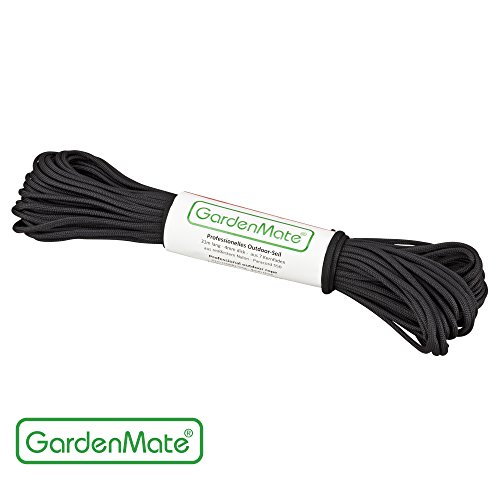 GardenMate Paracord 550 Professionelles Nylon Outdoor-Seil Schwarz 31m lang 4mm dick - Kernmantel-Seil aus 7 Kernfäden aus reißfestem Nylon