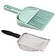 Katzenstreu Schaufel, Katzenschaufel Edelstahl für Katzenklo, Lochabstand 2.8mm, Mit Kunststoffschaufel und Besenset Katzentoilette Scooper, Edelstahl Cat Litter Scoop, für Katze, Hund, Kaninchen