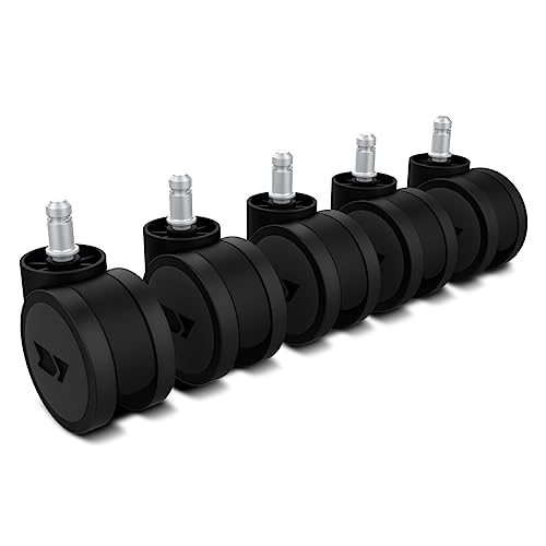 DRIFT GAMING WHEELS TYPE A - Repuesto de ruedas para silla gaming, 5 unidades, material nylon, 60 mm de diámetro, giratorias, silenciosas, repuesto universal, color negro