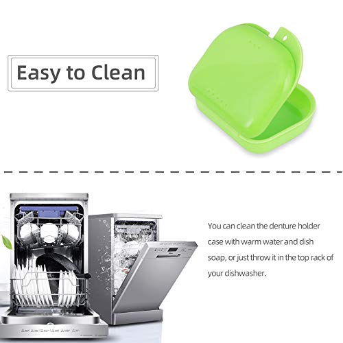 Annhua Denture Holder Retainer Case for Orthodontic Mouthpiece, Clear Aligner Mouthguard Storage Box with Vent Holes Green - Light & Small, Easy to Use and Carry