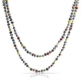 Multi Color Tono Tierra Shades Freshwater Cultivadas Largo Collar De Perlas Para Mujer .925 Plata De Ley 54 Pulgadas