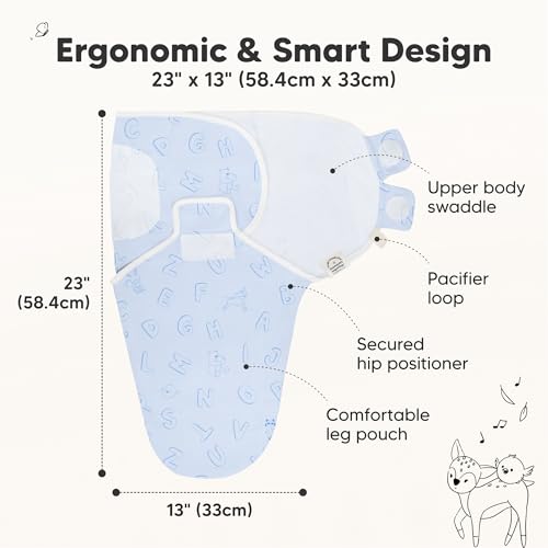 Image of 3-Pack Organic Baby Swaddle Sleep Sacks - Swaddles for Newborns, Infant 3-6 Months, Baby Girls, Boys, Soft & Snug Newborn Sleep Sack, Nursery Swaddling Blankets (ABC Land Cloud, Large)