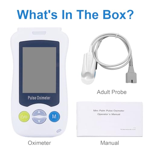 Image of Pulse Oximeter, Continuous Pulse Oximeters Medical Grade Accuracy SpO2 Overnight Pulse Rate Monitoring 20 Hours Pulse Oximeter Handheld Blood Oxygen Saturation Monitor with 500 Data Storage