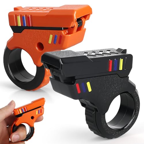 Image of 3D Fidget Slider Toy, Fun Fingertip Fidget Ring, Hand Roller for Teen Adults, Fidgets Spinner Pistol Adults Desk Toy for Focus Fidgeting, Finger Spinner Gift 2 PCS