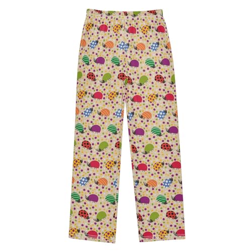 ZZXXB Coloful Polka Dot Ladybug Boys Long Pants Soft Trousers Elastic Waist Kids Lounge Bottoms with Pockets S-XL