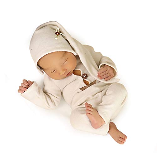 Foryora Newborn Photography Props Outfits – 2Pcs Handmade Set Baby Boy Girl (White)