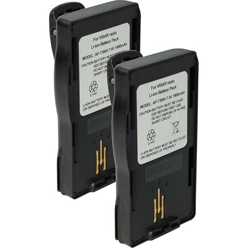 vhbw 2X Batterie Compatible avec Motorola Visar Radio Talkie-walkie (1800mAh, 7,5V, Li-ION)