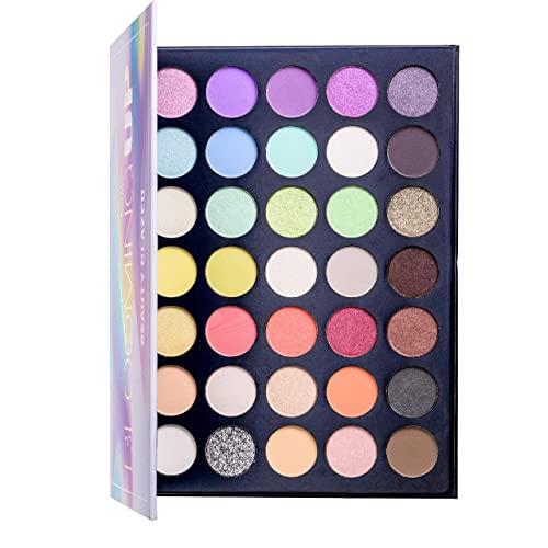 Myuango 35 Color Eyeshadow Shimmer Matte And Glitter Bloming Up Eyeshadow Pallet Waterproof Long Lasting Eye Shadow Profession Highly Pigment Makeup Palette #TOP27