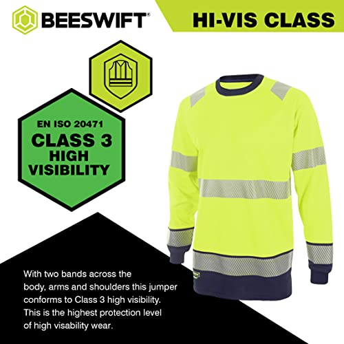 Beeswift High Visibility Two Tone Long Sleeve T-Shirt Saturn Yellow/Navy Blue Xl HVTT005SYNXL - 2