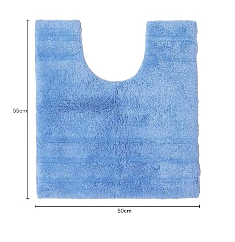Homescapes Badematte WC Vorleger Spa Supreme 50 x 55 cm aus 100% Reiner Baumwolle blau