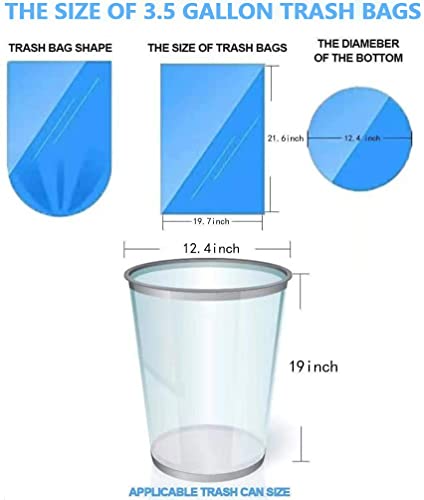 Small Trash Bags 3.5 Gallon, 100 Pcs Bathroom Garbage Bags, Blue Strap Kitchen Garbage Bags(White) With Drawstring And Auto Shrink Function #TOP1