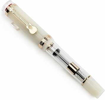 JINHAO 1935 Fountain Pen TIANDAO Series #8 Nib Ink Pen with Guitar-Shaped Clip and Ink Converter M Nib 0.7mm, Ivory White