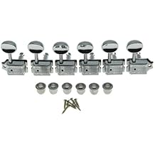 Wilkinson Deluxe 6 Inline Vintage Guitar Tuners with Split Post Guitar Tuning Keys Peg Machine Heads for Strat/Tele Guitars Chrome