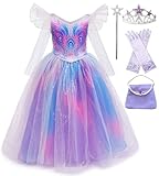 New Good Witch Glinda Costume Purple Dress for Girls Halloween Cosplay Outfits 7-8Y 130
