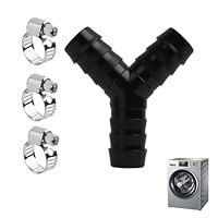 2-Wege Y-Verteilerstück für Ablaufschläuche, 3/4 Zoll (19 mm) Anschluss, inklusive 3 Schlauchschellen,Waschmaschinen Anschluss,Kunststoffschlauch Verteiler,für Waschmaschinen und Geschirrspüler