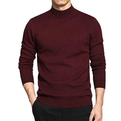 Wine Red Turtleneck Sweaters Men Winter Thick Knitted Men Pullovers Autumn Turtle-Neck Men Sweater X'Mas Plus Size