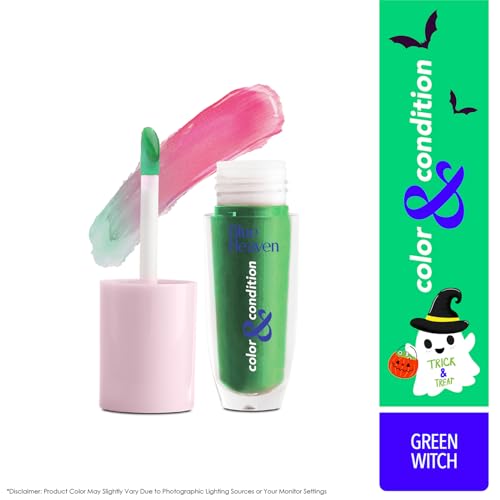 Image of Blue Heaven Color & Condition PH based tinted lip oil for women, lip gloss infused with Cranberry, Raspberry & Hazelnut oil, Hydrating & Softening, Green Witch - 4.2ml