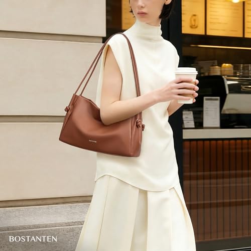 Image of BOSTANTEN Shoulder Bag for Women Pebbled Vegan Leather Purse Soft Handbag