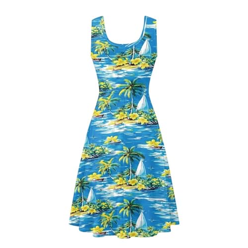 Image of Dreaweet Casual Sleeveless Dresses for Women Girls, Round Neck Tank Dresses with Pockets Summer Sundress Size XS-4XL