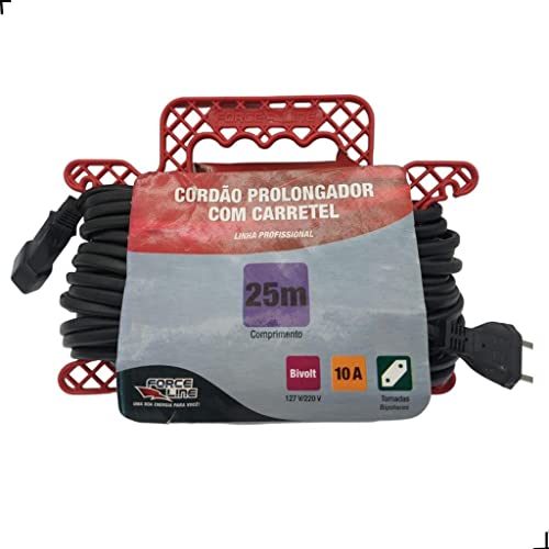 CORDAO PROLONGADOR 2X1,50MM2 10A 25M C/CARRETEL Force Line