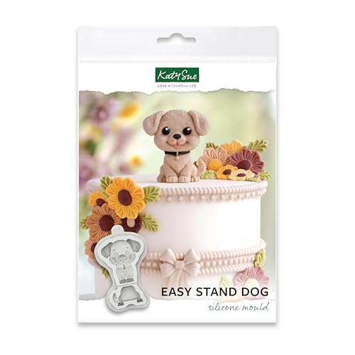 Katy Sue Easy Stand Dog Silicone Mould for Cake Decorating & Craft. Use with Fondant, Sugar Paste, Gum Paste & Air Dry Clay from Katy Sue Designs Fondant Moulds