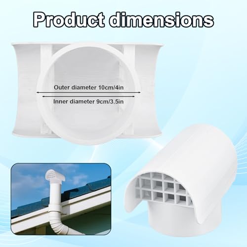 Radon Vent Cap for 3in/7.62cm Schedule 40 Pipe, PVC Roof Vent Cover for Radon Fan Flue & Exhaust Pipes Protects from Rain Snow Leaves & Animals Safeguards Fan Motor – Ventilation Mitigation System