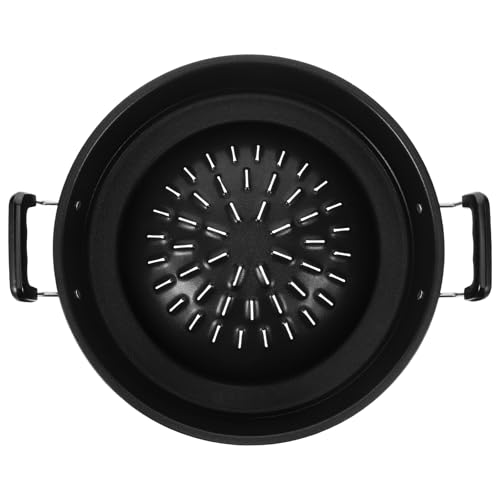 Ciieeo Portable Korean BBQ Grill Pan, Multifunctional Iron Barbecue Tray for Outdoor Cooking and Indoor Hotpot, Round Griddle Plate for Camping, Picnic, and Home Use, 11.81 Inches (Black)