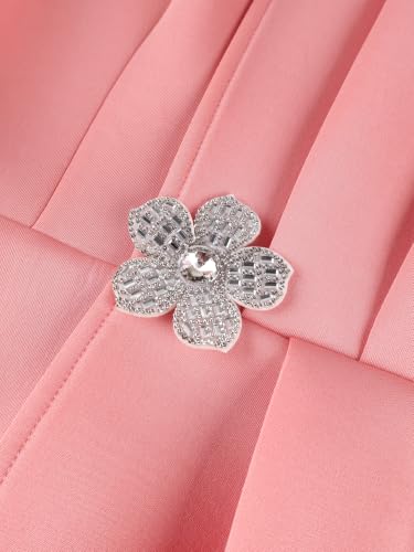 Image of ONTINVA Irregular Business Dress for Women's Outfits Ruffled Peplum Tops Floral Applique Formal Pencil Dresses