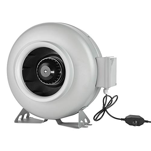 iPower 8 Inch 557 CFM Inline Duct Ventilation Fan with Variable Speed Controller HVAC Exhaust Blower for Grow Tent, Gray