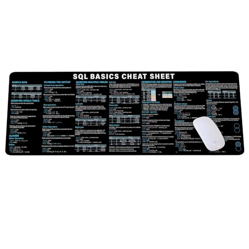 Image of SQL Cheat Sheet Desk Mat for Database Administrators, Analysts, and Programmers, Quick Key, Large Anti-Slip Keyboard Pad Mouse Mat KMH