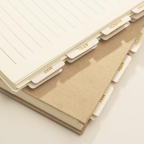 Lumintutu Gold Foil Embossed Planner Monthly Stickers Laminated 40 Adhesive Plan Tabs Accessories for Notebooks Hobonichi 2026 Happy Calendar Inserts Set (Latte)