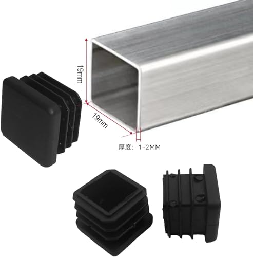 Image of 32 Pcs 3 /4 inch Square Tubing End Caps, Plastic End Caps Insert Finishing Plug for Chair Legs, Pipe Post, Table Legs (Black, 19x19mm)