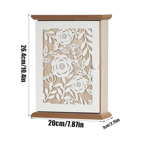 Organizador de llaves de madera decorativo con balda interior 6