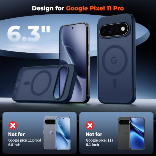 Image of SUPFINE Magnetic for Google Pixel 11 Pro Case - Sapphire Blue | With Screen Protector,Translucent Matte,Built-in Magnets,Military Grade Drop Protection,Shockproof Phone Cover