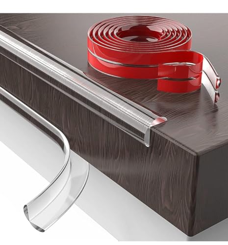MASTANO Soft Silicone Edge Protector Strip, Baby Proofing, Pre-Tape Adhesive Corner Protectors for Furniture Bumper Against Sharp Corners, for Kitchens, Offices and More, Transparent (10 mm 2 Meter)