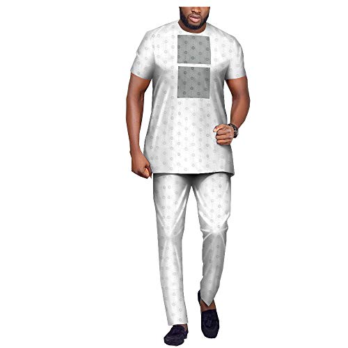 Men Suits African Riche Dashiki Shirt Pants Agbada Bazin Jacquard Arab Thobe Islamic Muslim Dubai