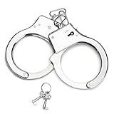 KEMUZ Polizei Handschellen Kinder Aus Metall - Ausrüstung Für Das Polizei Kostüm Kinder | Mit Schlüssel & Sticker | Stabile Handcuffs Auch Für Erwachsene,Handschellen Für Sexspiele