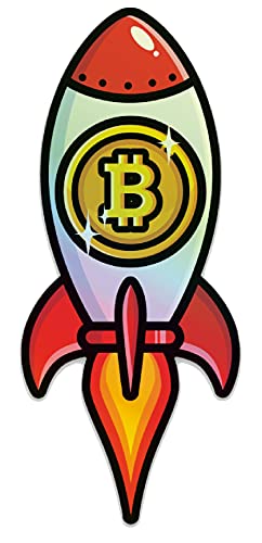 Rocket Holographic Bitcoin to the Moon Sticker