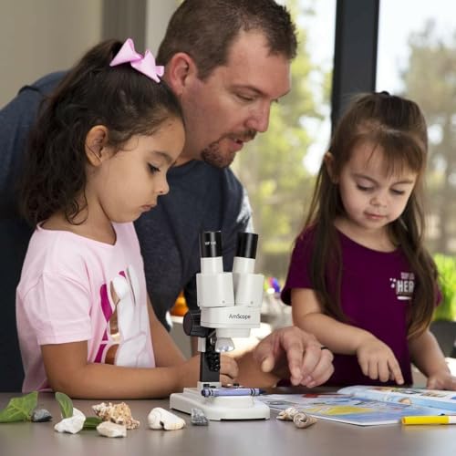 Image of AmScope 10X-20X Kids Battery Powered Binocular Stereo Dissecting Microscope with LED Light