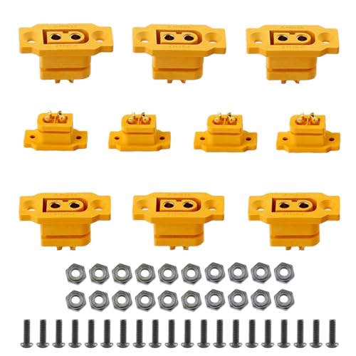 Amass 10 PCS XT60E-F Mountable XT60E Female Plug Connector with Screws for RC Drone Aircraft FPV Racing Drone