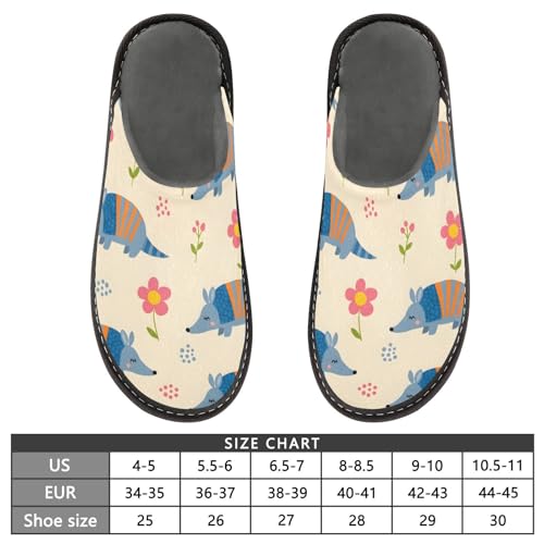 Slippers for Women Cute Armadillos Pink Flowers Soft Fuzzy Women's Slippers Indoor and Outdoor Shoes3