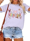 Women Magic Kingdom Shirt Princess Shirts Magical Castle Tshirt Family Vacation Tee Casual Short Sleeve Top C-Purple