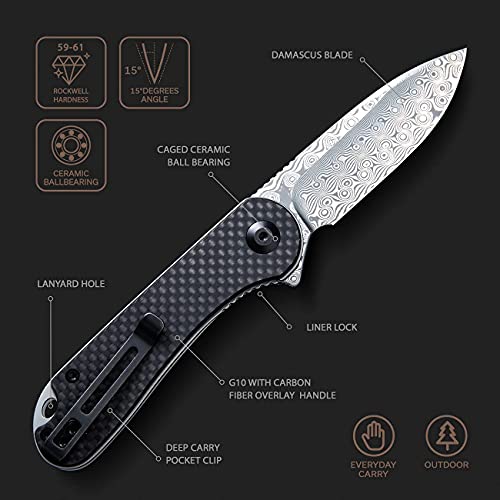 Civivi Elementum Damascus Blade Bundled Knife Set, Great Edc Knife Companion #TOP2