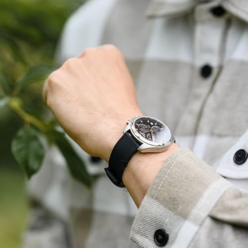 Barton Elite Silicone Watch Band (20mm) | Quick Release Premium Silicone Strap with Stainless Steel Buckle | Compatible with Classic & Smart Watches | Comfortable, Durable, Stylish, Waterproof - Black - 1