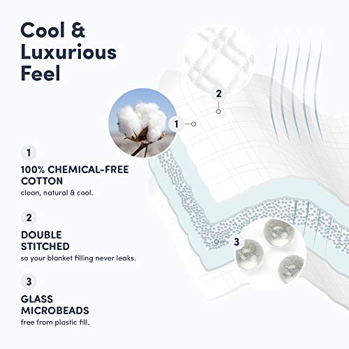 Baloo Weighted Blanket (15 lbs 60"x80" Full/Queen Size) for Adult All-Season Summer Fall Winter Cooling Breathable Heavy – 100% Cotton Material - Machine Washable - Big Blanket - Pebble White - Image 4