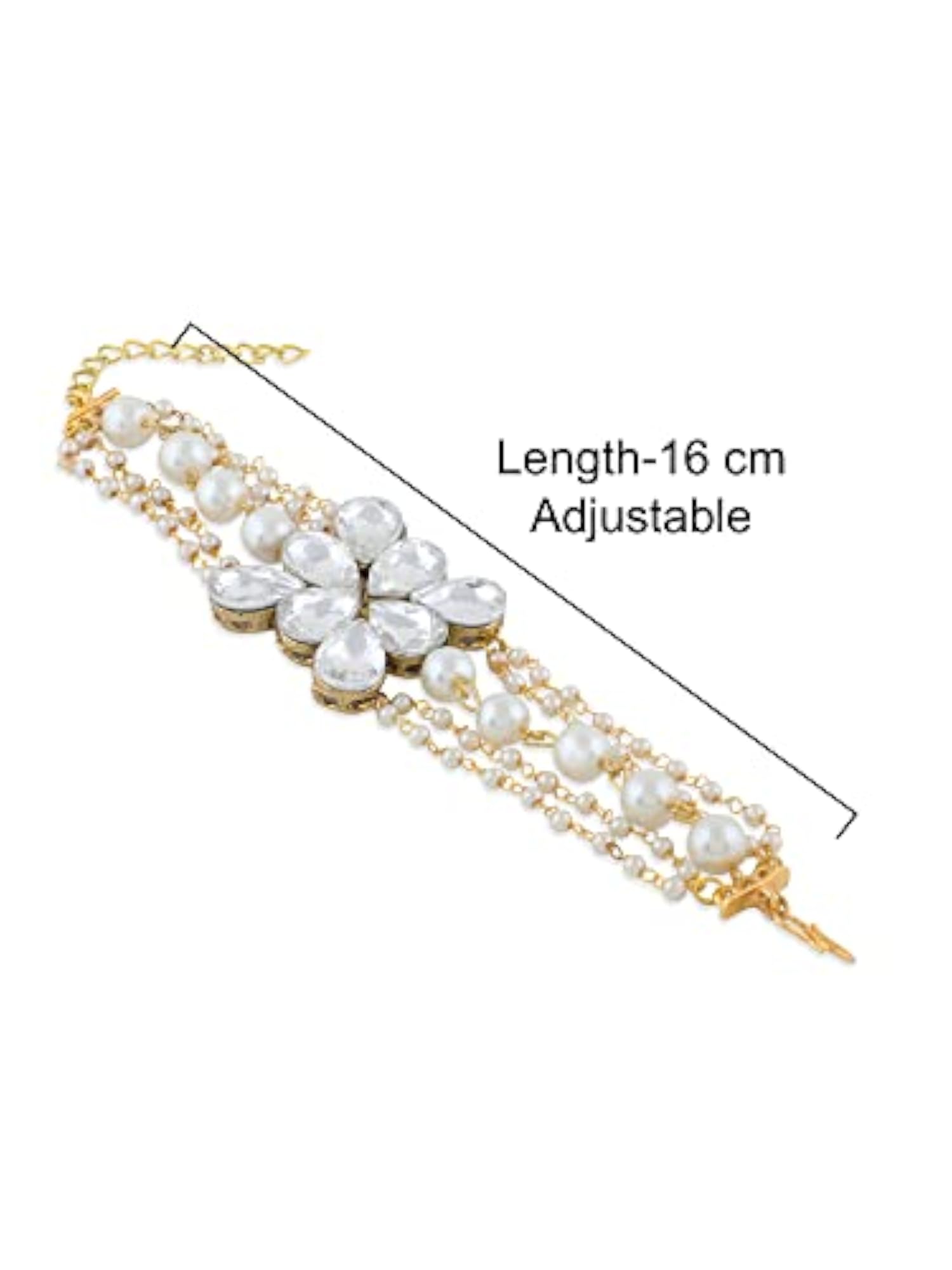 Crystal Shine Stones Pearl Bracelet For Women