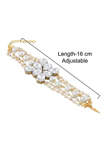 Crystal Shine Stones Pearl Bracelet For Women