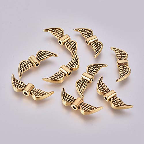 Pack of 20 Wings Angel Metal Beads Angel Wings Beads 21 mm Gold Colour Metal Spacer DIY for Bracelets Necklace - Image 2