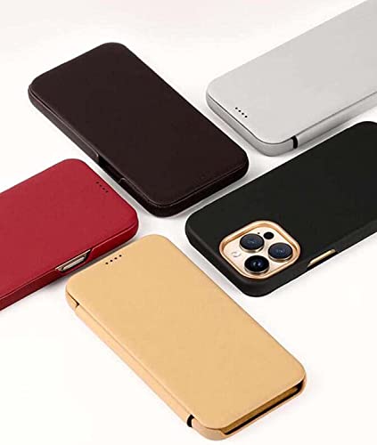Funda tipo libro para iPhone 14 ZEDEVB de piel marrón 6.1 pulgadas 3