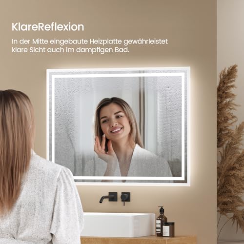 EMKE LED Badspiegel mit Beleuchtung 80x60cm, Anti-Beschlag-Funktion – Ansicht 4